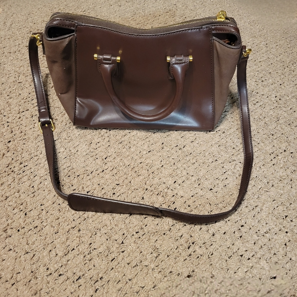 ADRIENNE VITTADINI SHOULDER PURSE BROWN LEATHER - Picture 2 of 14